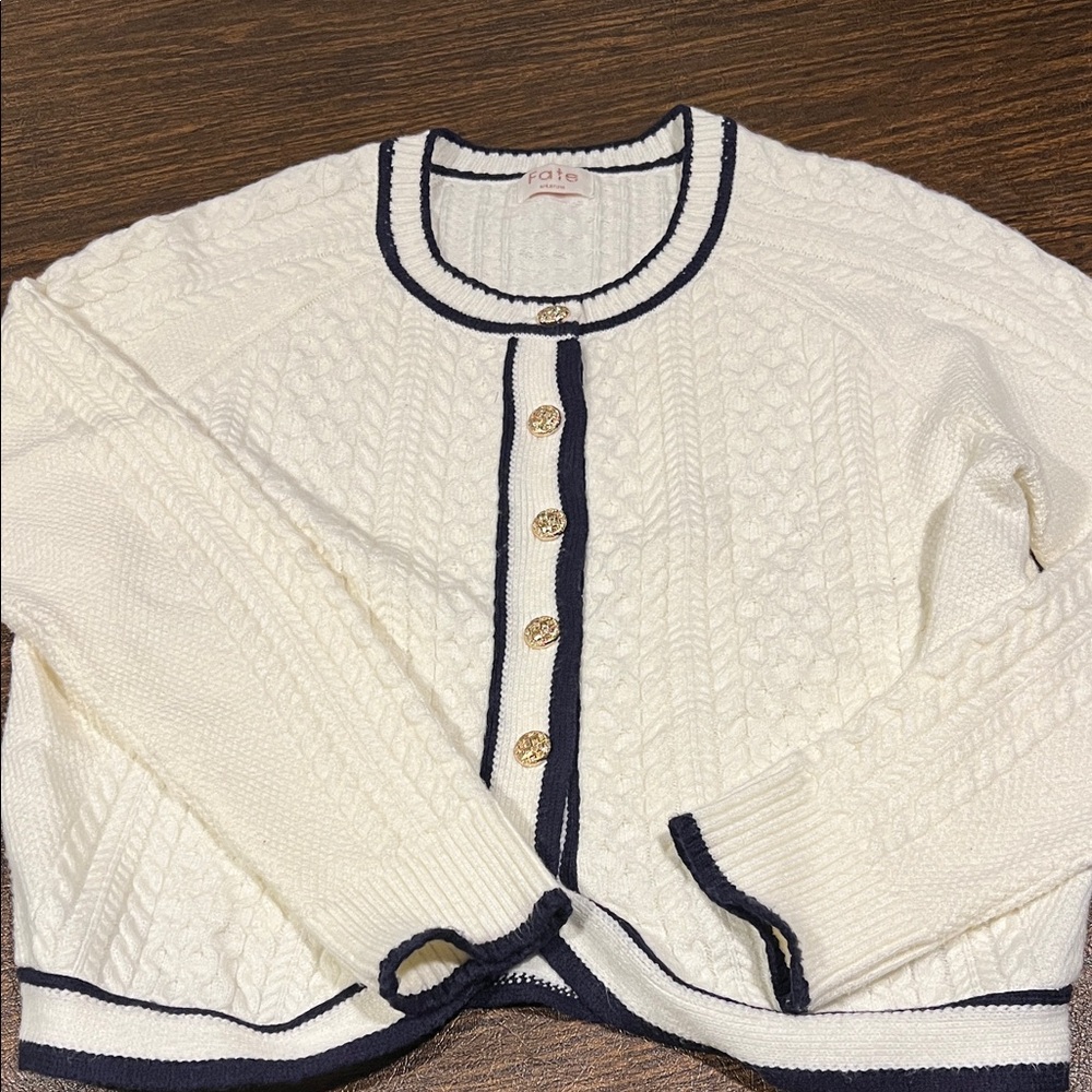 Fate Cream Cardigan with Black Trim